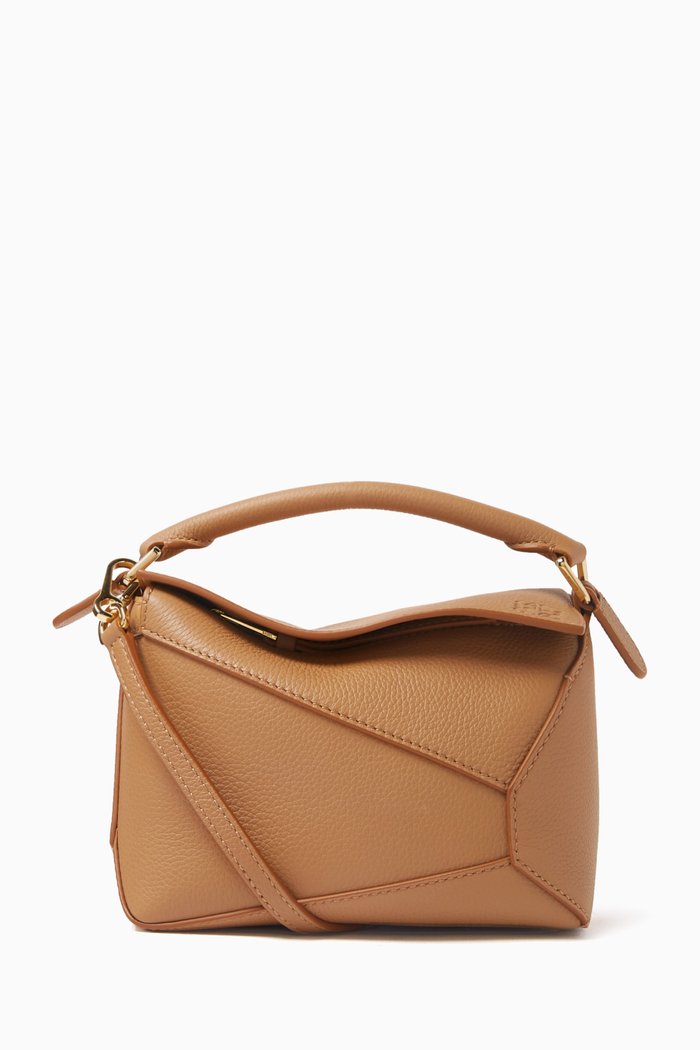 

Mini Puzzle Bag in Leather, Brown