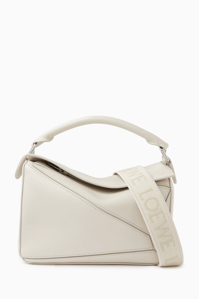 

Small Puzzle Bag in Satin Calfskin, White