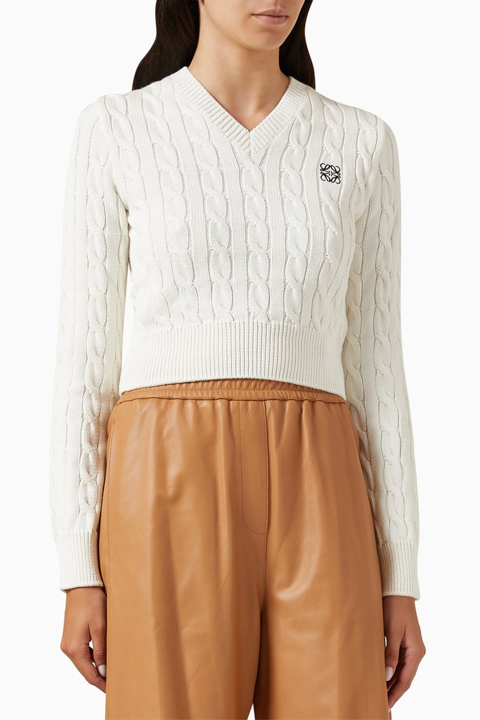 

Anagram Embroidered Sweater in Knit, White
