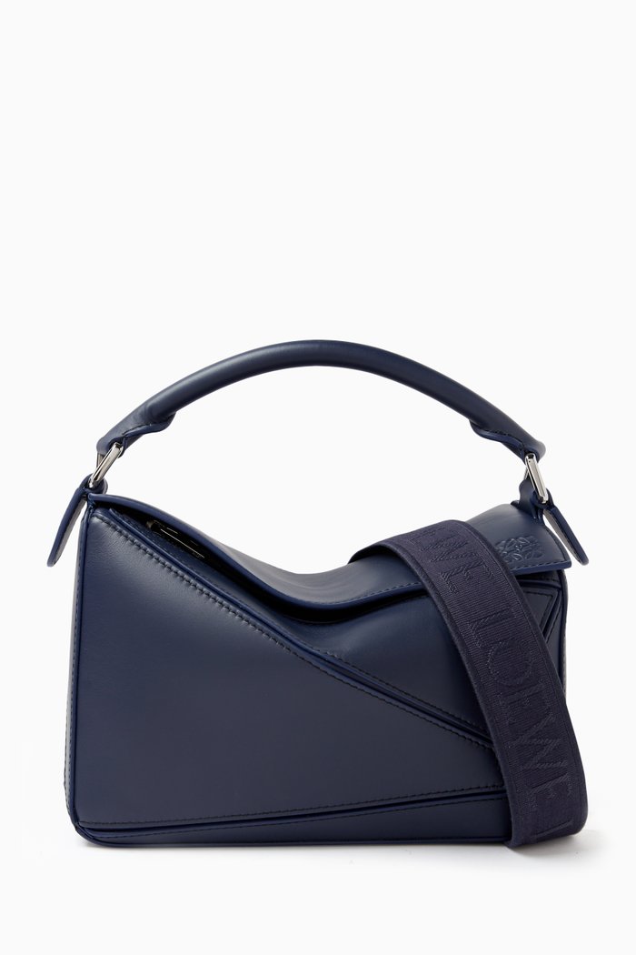 

Small Puzzle Bag in Satin Calfskin, Blue