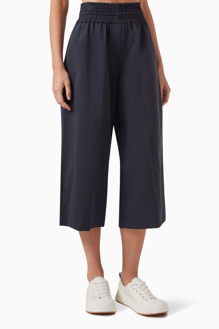 

Double-waistband Cropped pants in Cotton-silk, Blue