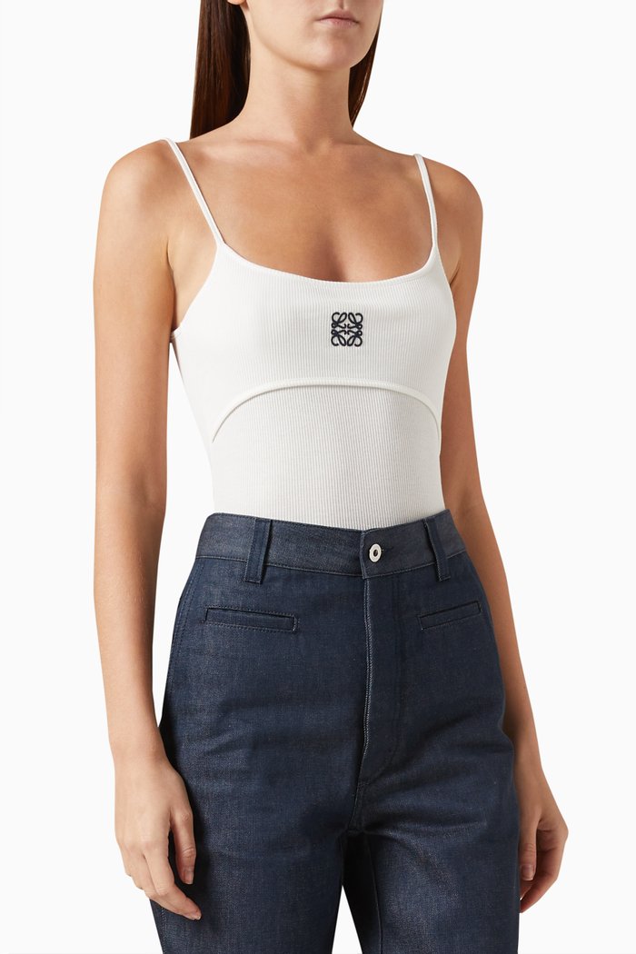 

Anagram Strappy Top in Ribbed Cotton-blend, White