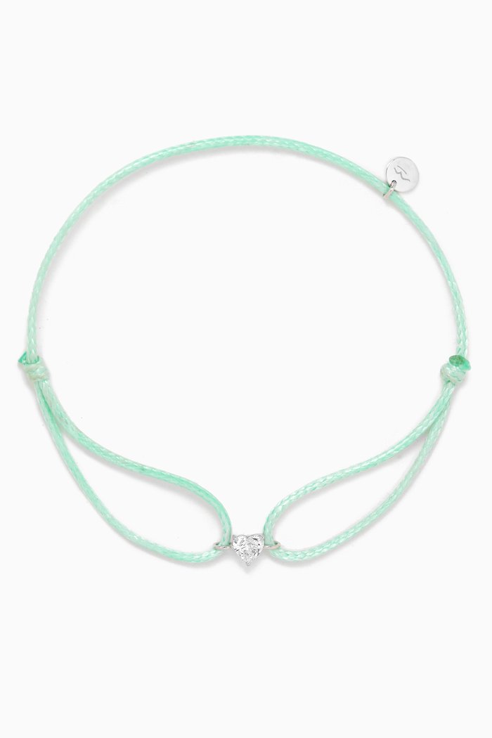 

Like a Diamond Heart Thread Bracelet in 18kt White Gold, Green