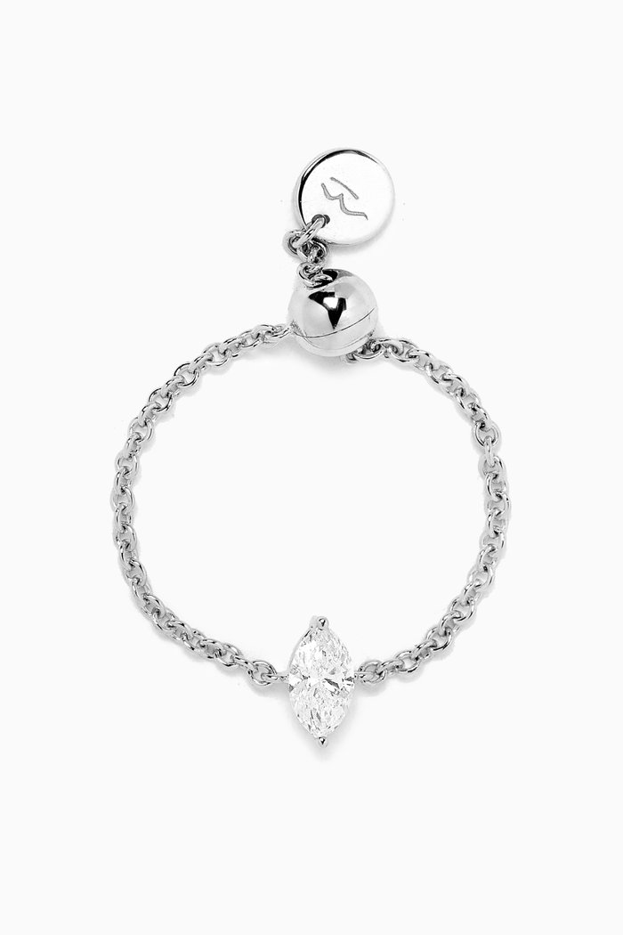

Like a Diamond Marquise Diamond Chain Ring in 18kt White Gold