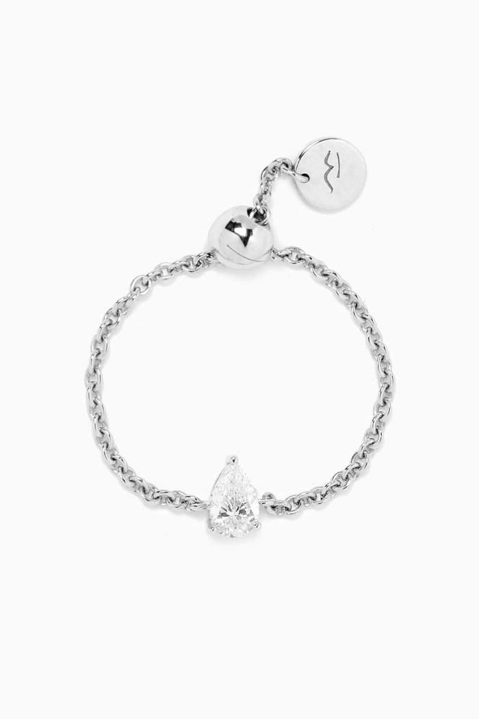 

Like a Diamond Pear Chain Ring in 18kt White Gold