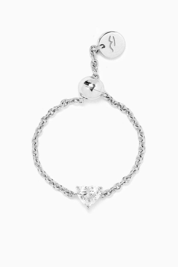 

Like a Diamond Heart Chain Ring in 18kt White Gold