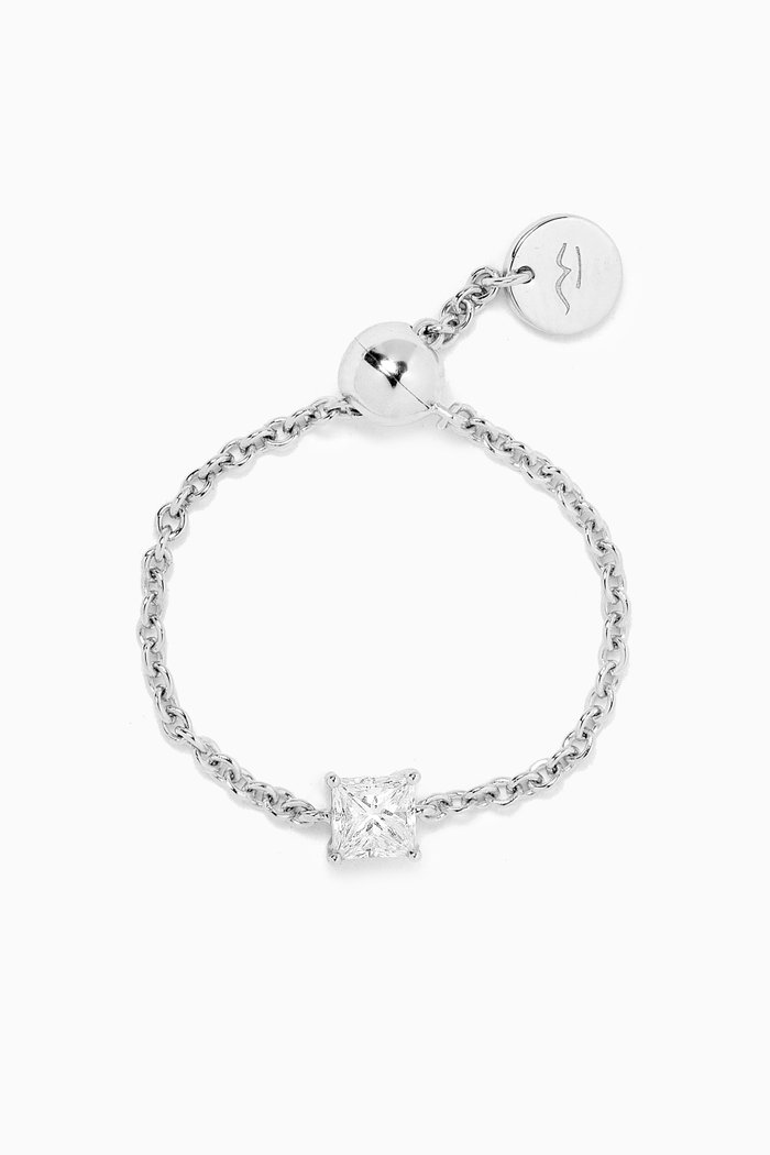 Like a Diamond Princess Chain Ring in 18kt White Gold