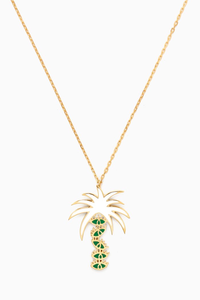 

Palm Tree & Five Eyes Necklace in 18kt Gold, Yellow