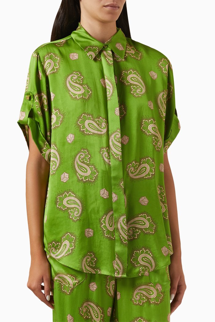 

Dice Printed Shirt in Silk, Green