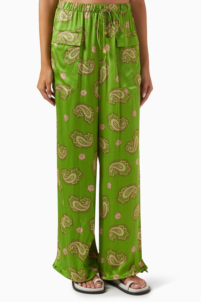 

Dice Printed Pants in Silk, Green