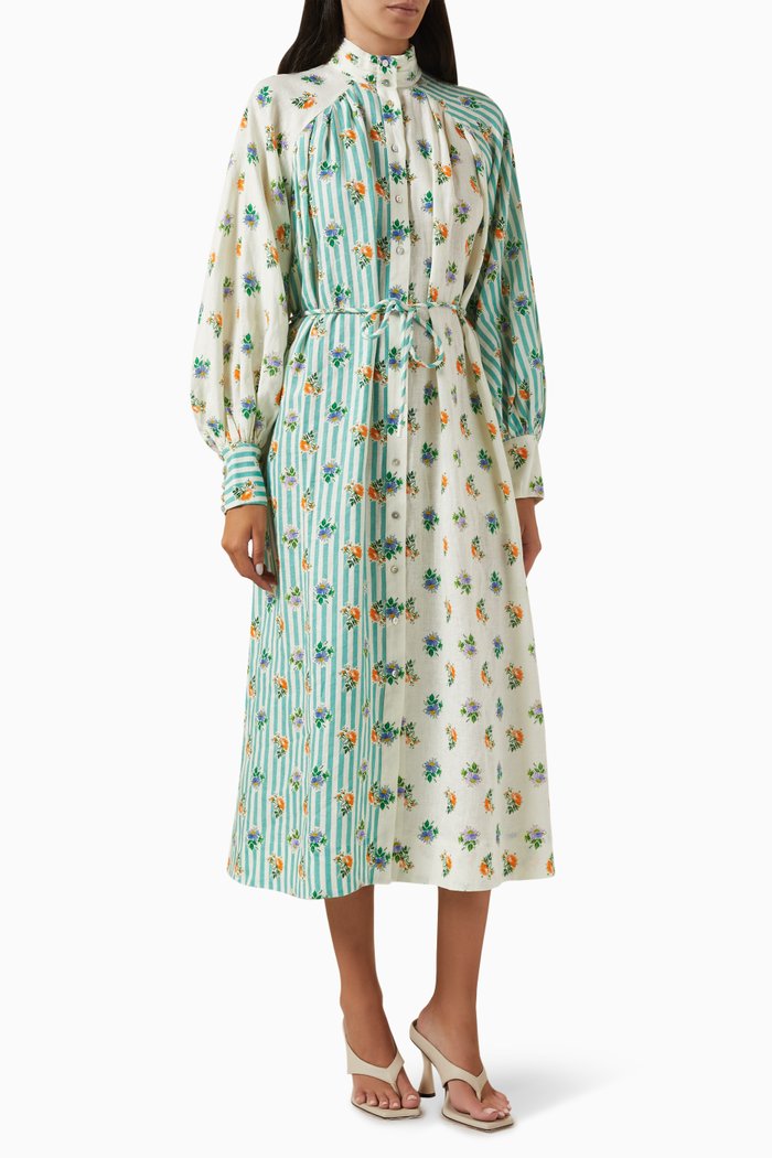 

Ref Shirt Dress in Linen, Green