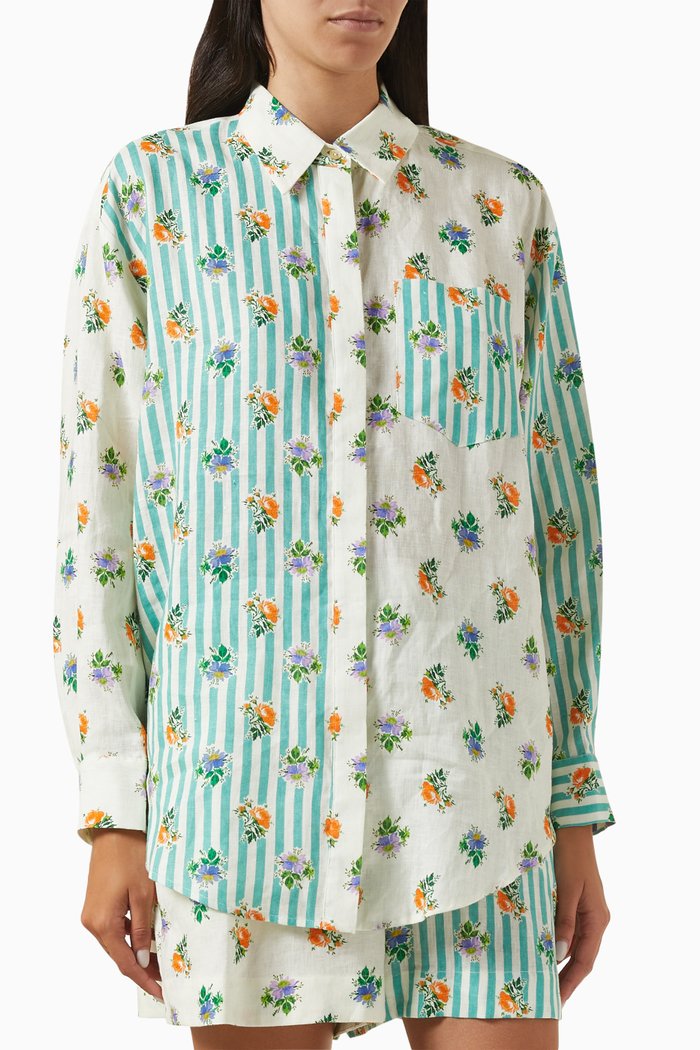 

Ref Printed Shirt in Linen, Green
