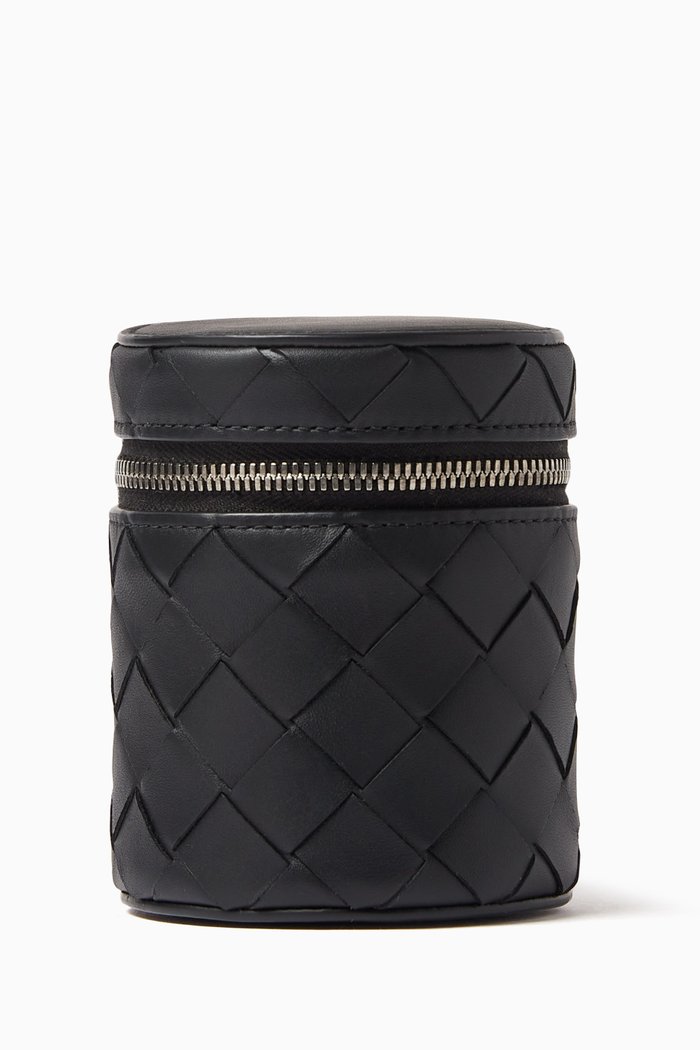 

Coin Case in Intrecciato Leather, Black