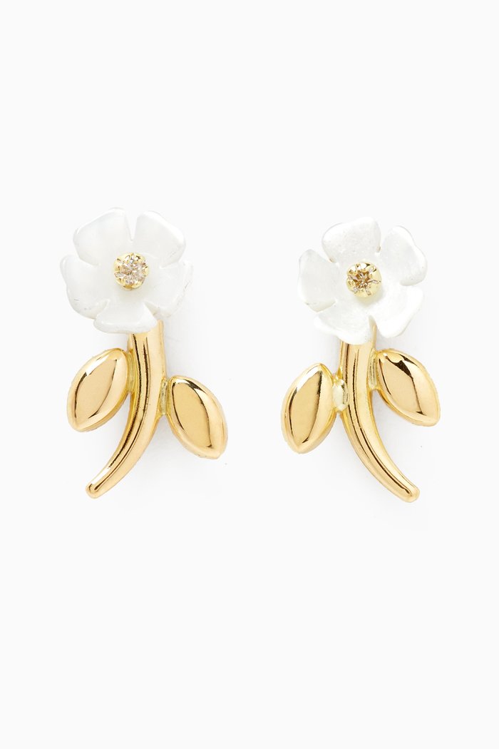 

Flower Mother of Pearl Diamond Earrings in 18kt Yellow Gold