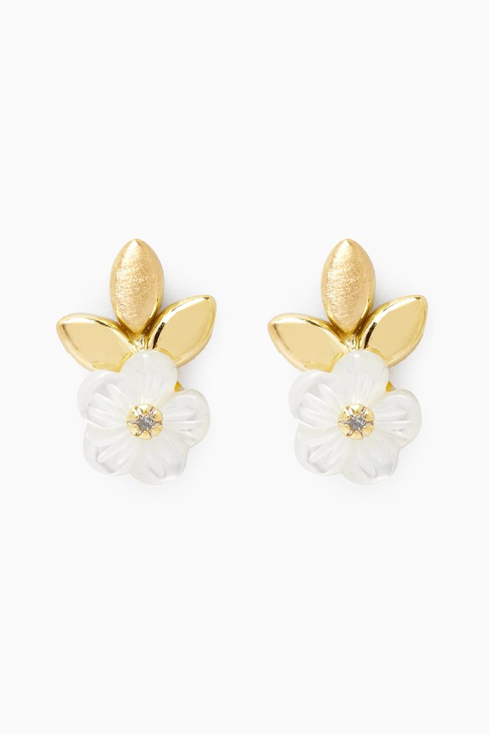 

Flower Mother of Pearl Diamond Earrings in 18kt Yellow Gold
