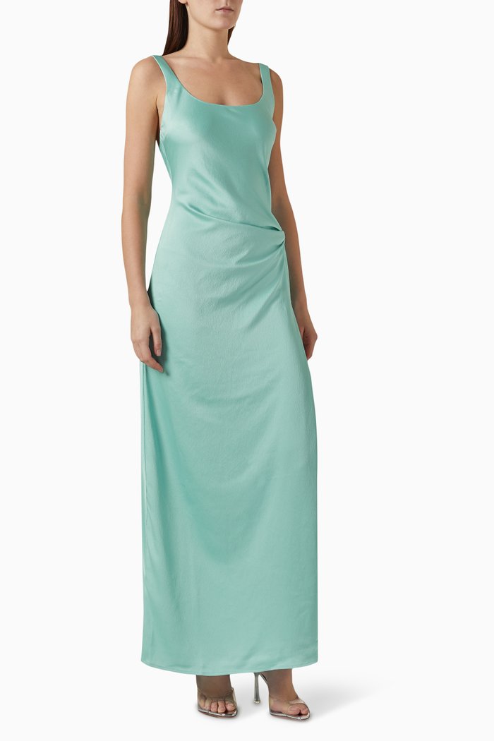 

Etta Slit Maxi Dress in Satin, Blue