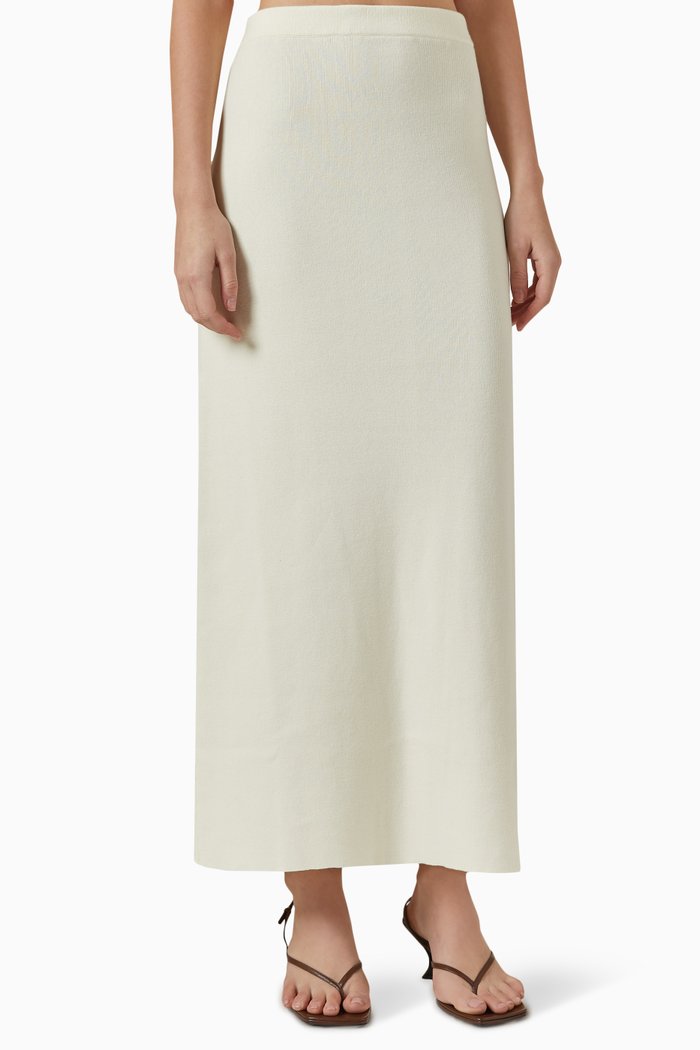 

Ines Elasticated Skirt in Cotton, White