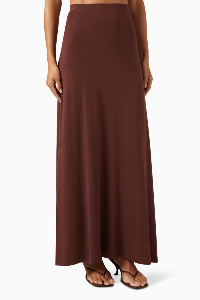 

Flute Maxi Skirt in Stretch-lyocell, Brown