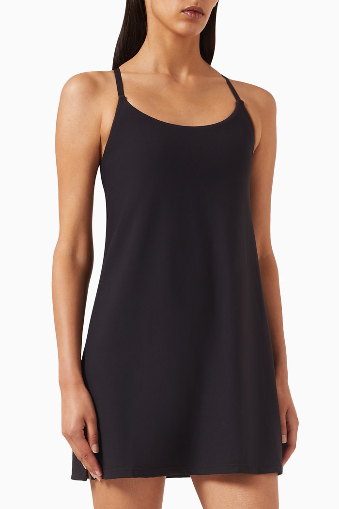 

Peached Brooklyn Mini Dress in Recycled Nylon Blend, Black