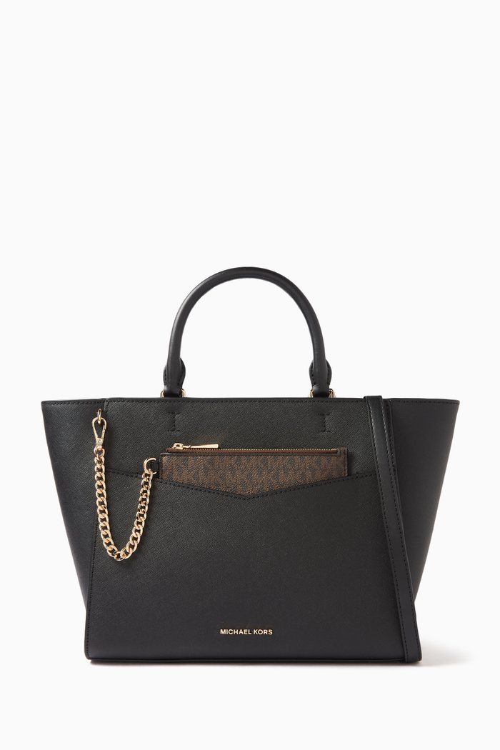 

Medium Kaylee 2-in-1 Satchel Bag in Saffiano Leather, Black