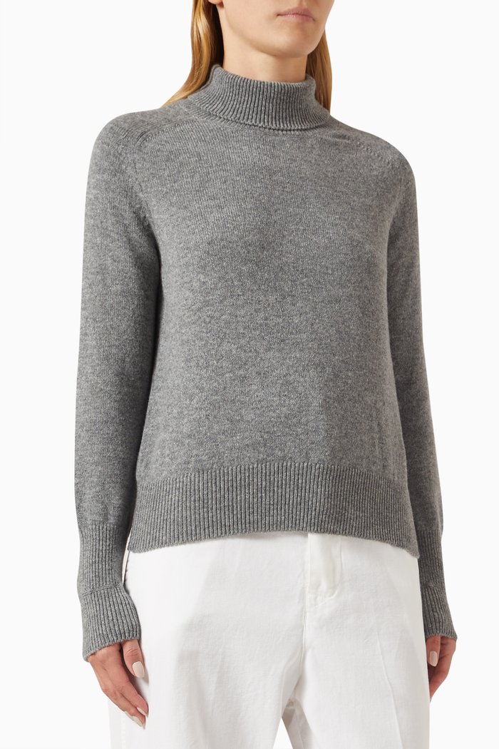 

Polo Neck Sweater in Lambs Wool, Grey
