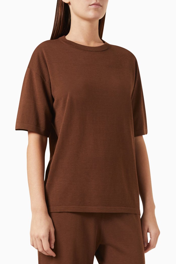 

Oversized T-shirt in Silk-cotton, Brown