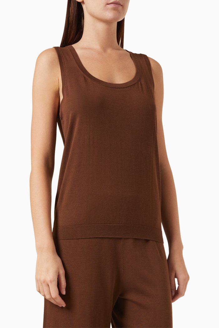 

Tank Top in Silk-cotton, Brown