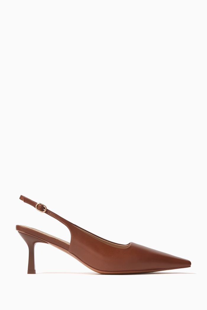 

x GI Closed-toe 60 Sling-back Pumps in Leather, Brown