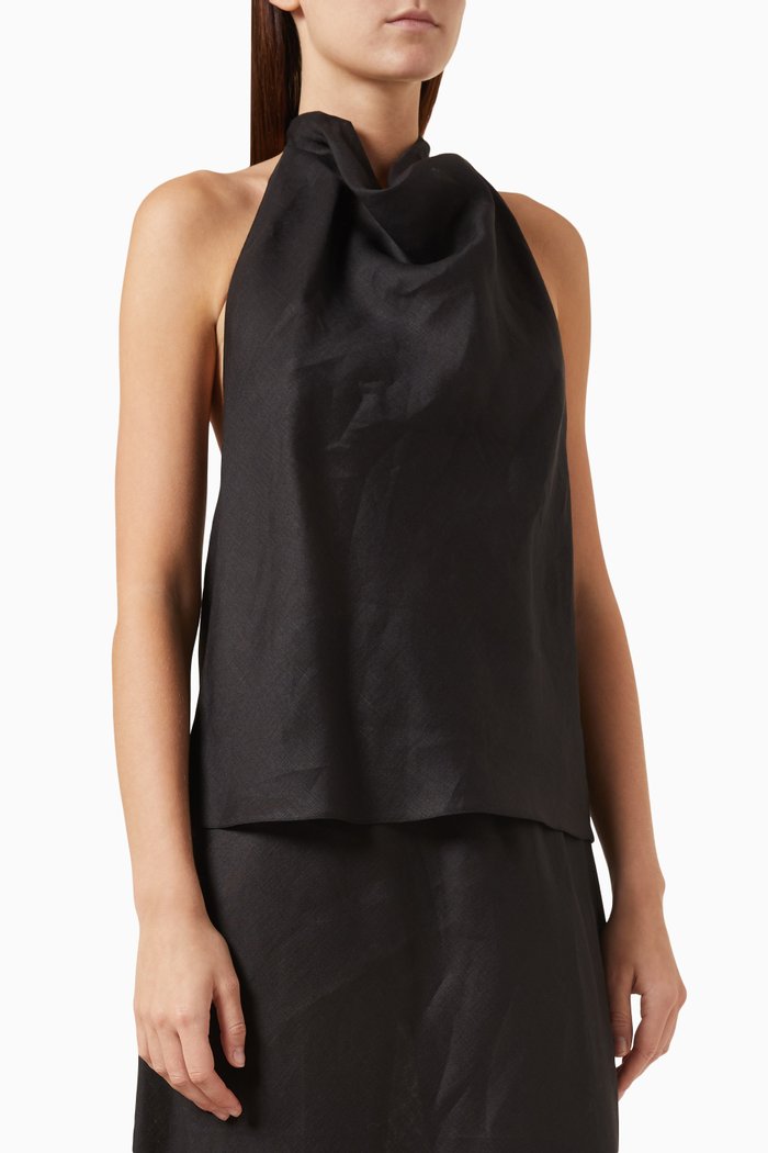

Cowl-neck Top in Linen, Black