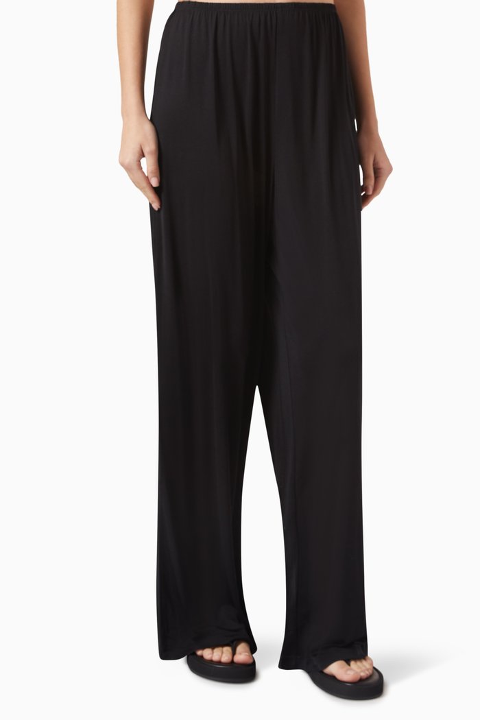 

Wide-leg Pants in Silk-jersey, Black