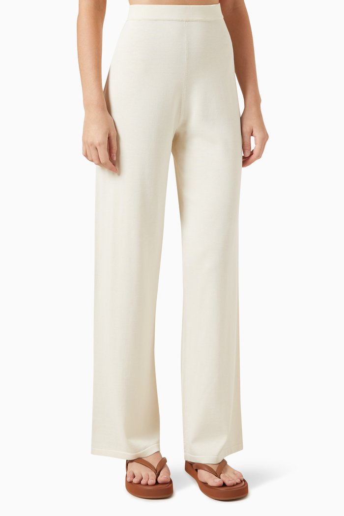 

Wide-leg Pants in Silk-cotton, Neutral