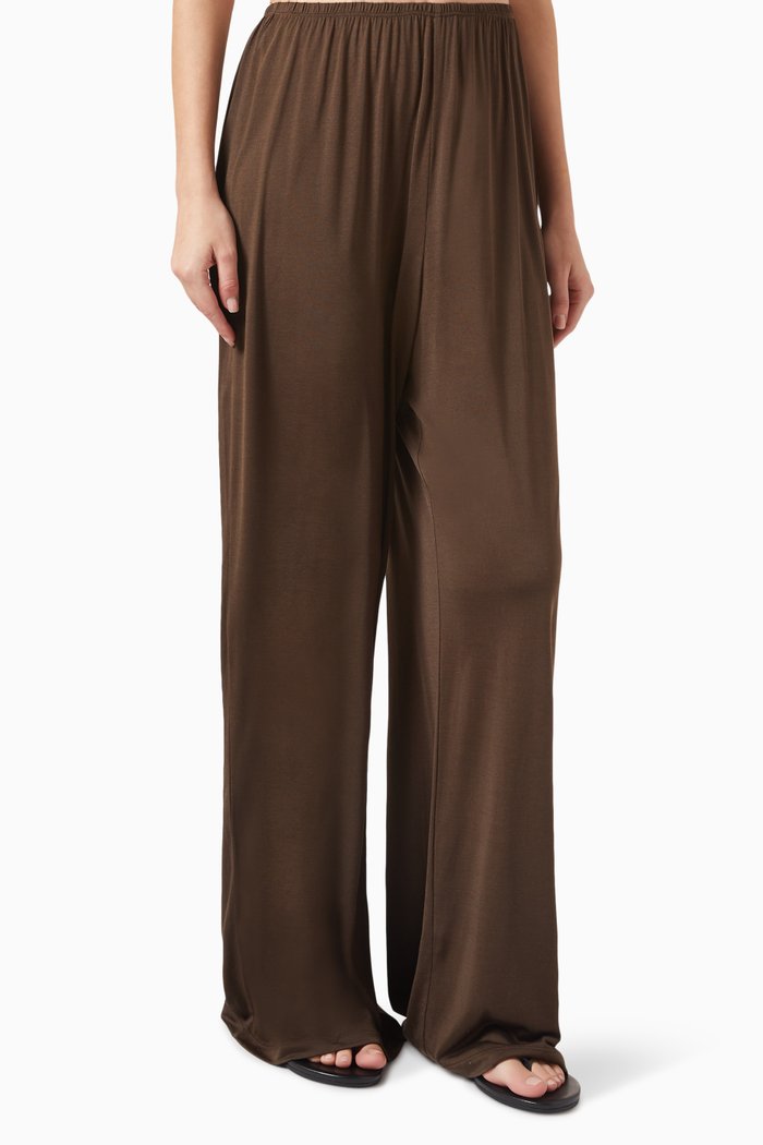 

Wide-leg Pants in Silk-jersey, Brown