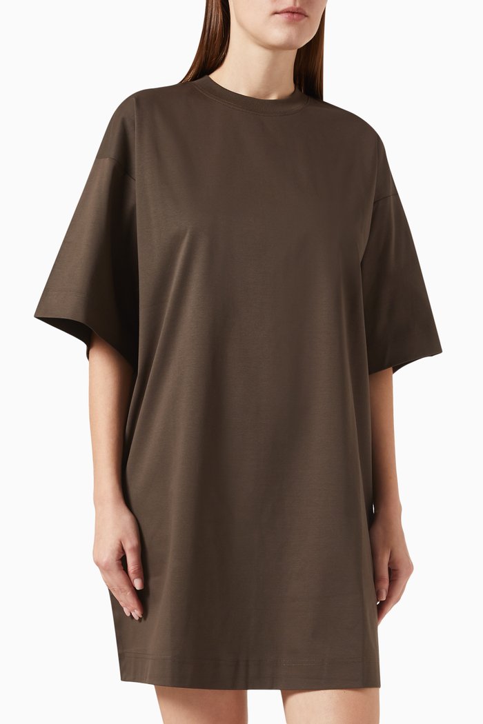 

Mini T-shirt Dress in Mercerised Cotton, Brown