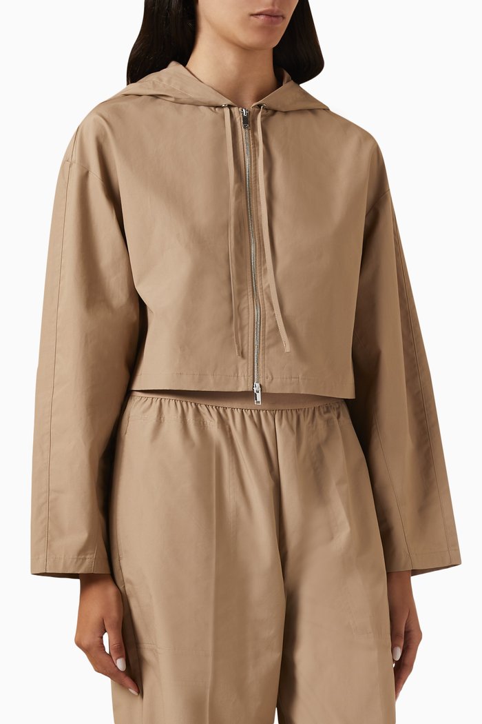 

Zip-up Hooded Jacket in Cotton-poplin, Neutral