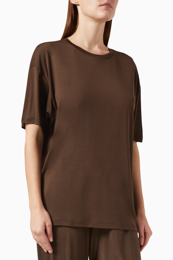 

Relaxed T-shirt in Silk-jersey, Brown