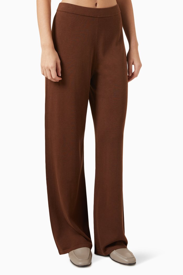 

Wide-leg Pants in Silk-cotton, Brown