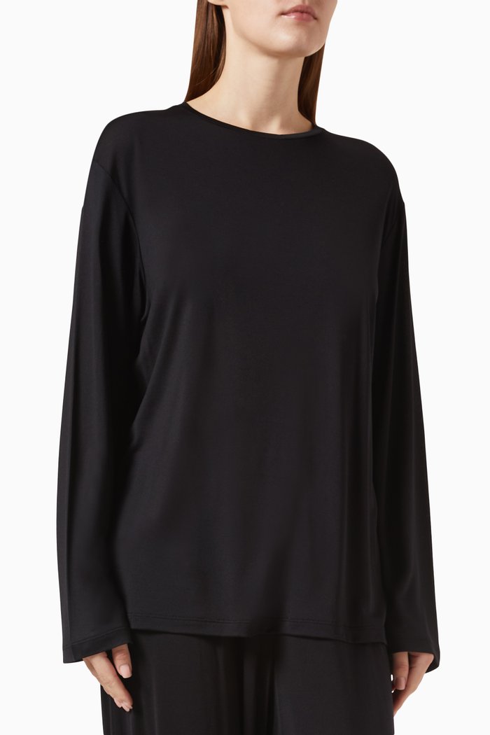 

Long-sleeve T-shirt in Silk-jersey, Black