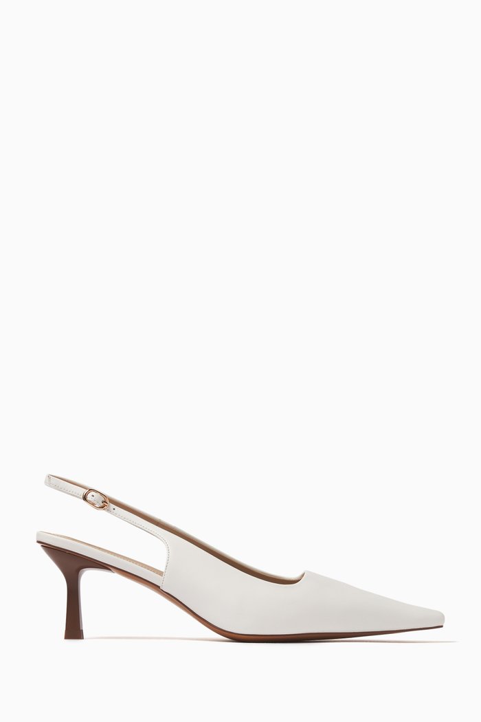 

x GI Closed-toe 60 Sling-back Pumps in Leather, White