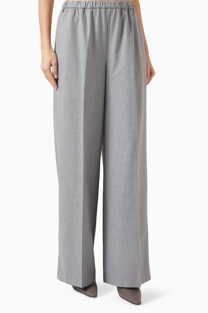 

Straight-leg Pants in Matte Suit Fabric, Grey