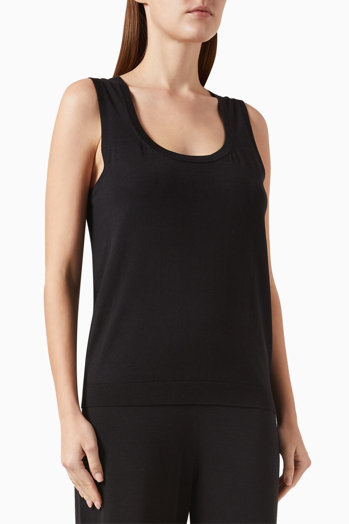 

Tank Top in Silk-cotton Blend, Black