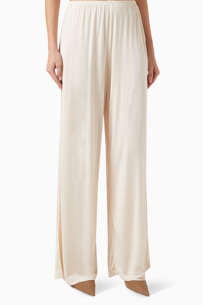 

Wide-leg Pants in Silk-jersey, Neutral