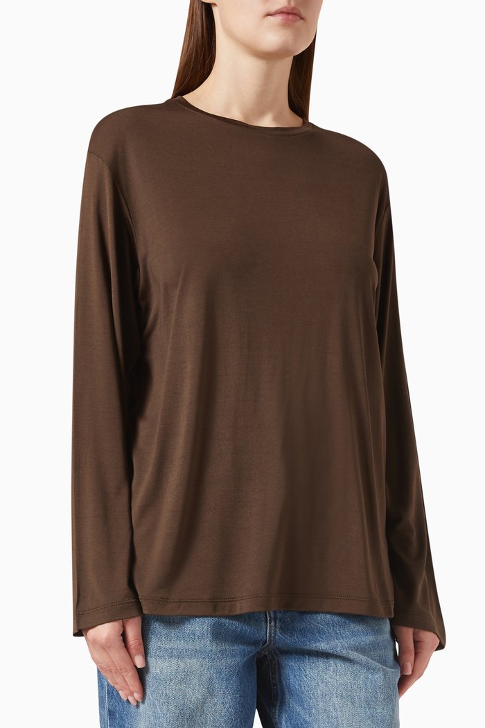 

Long-sleeve T-shirt in Silk-jersey, Brown