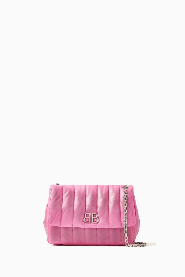 

Mini Monaco Quilted Shoulder Bag in Leather, Pink