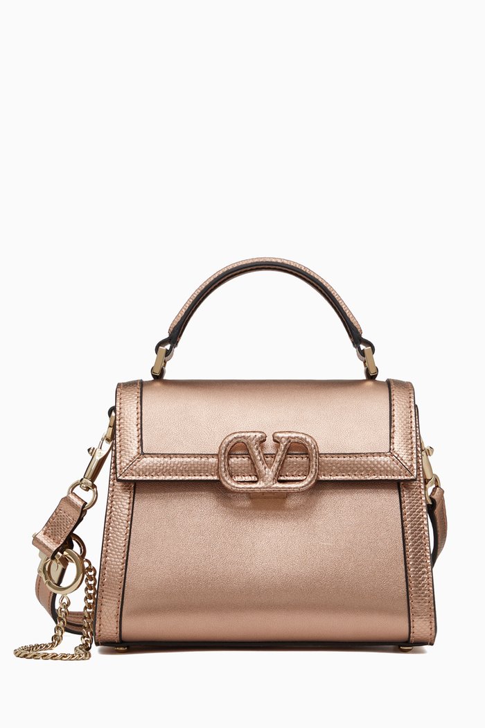 

Valentino Garavani Mini VSling Handbag in Calf Leather, Neutral