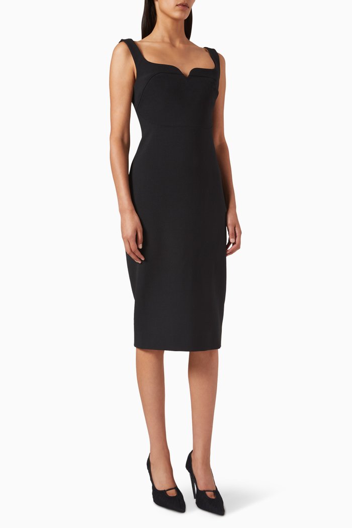 

Fitted Midi Dress, Black