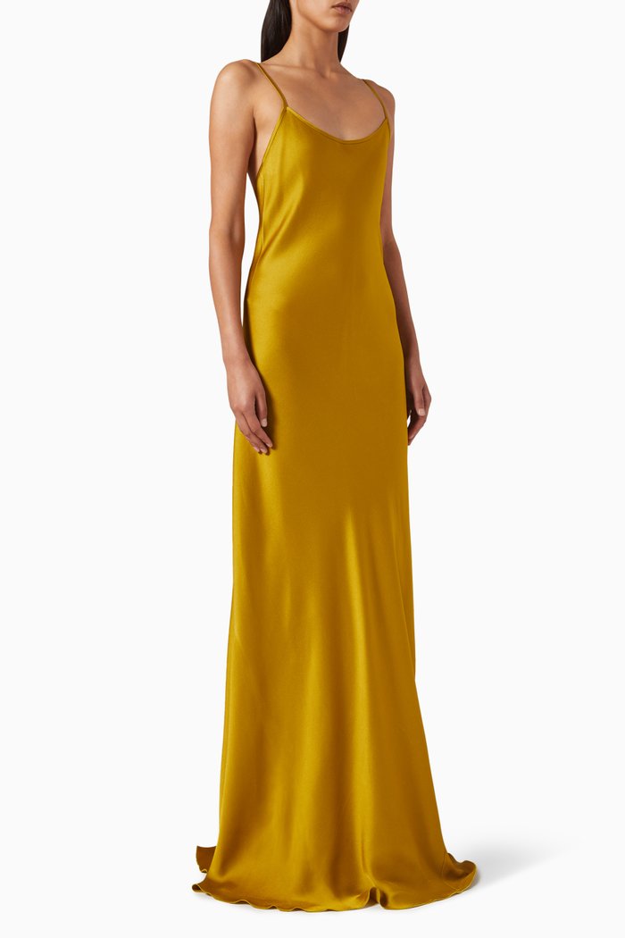 

Cami Maxi Dress in Satin, Gold