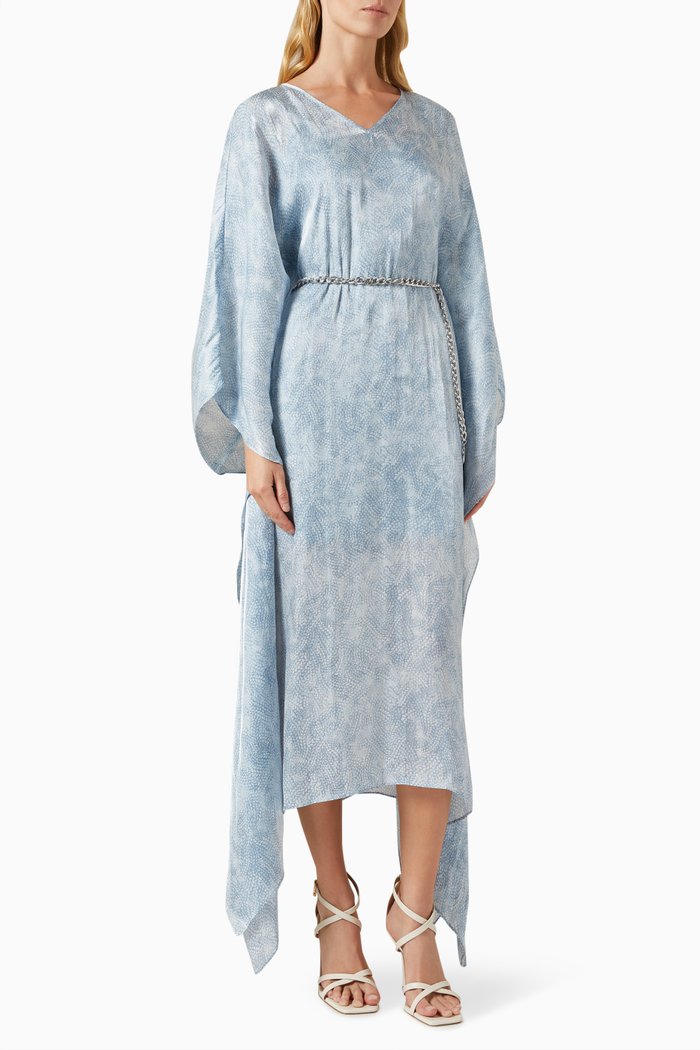 

Chain Belt Kaftan in Crinkle Georgette, Blue