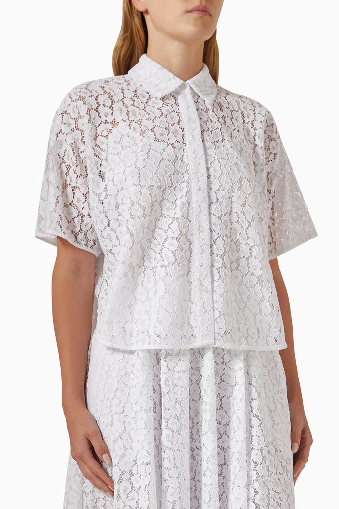 

Leopard Corded Shirt in Lace, White