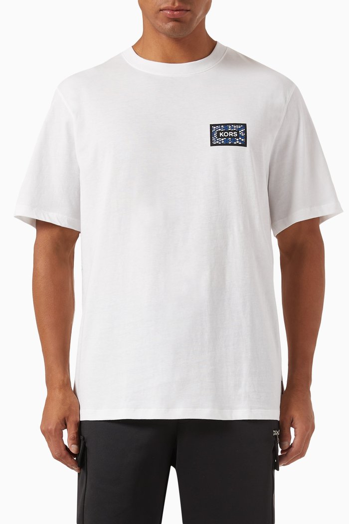

Logo Block T-shirt in Cotton & Mesh, White