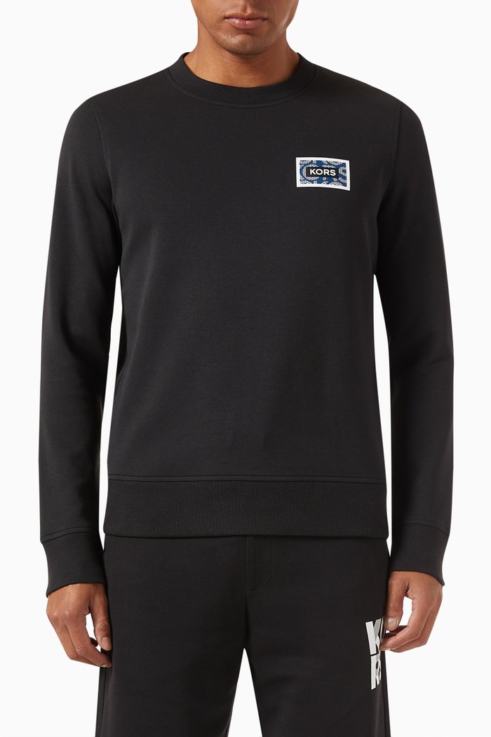 

KORS Block Sweatshirt in Cotton Blend, Black